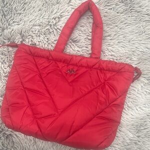 Armani Exchange Red Quilted Tote Bag